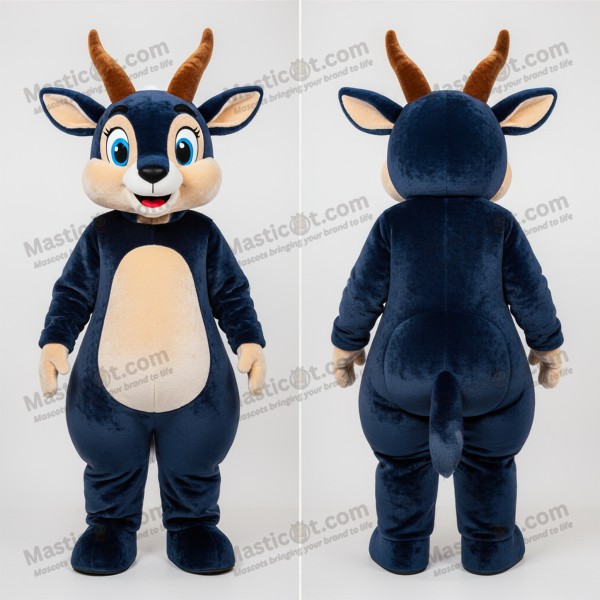 Navy Blue Cartoon Gazelle Mascot - Masticot.com