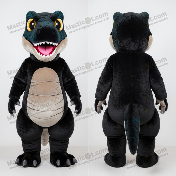 Black sleek velociraptor mascot - Velociraptor -