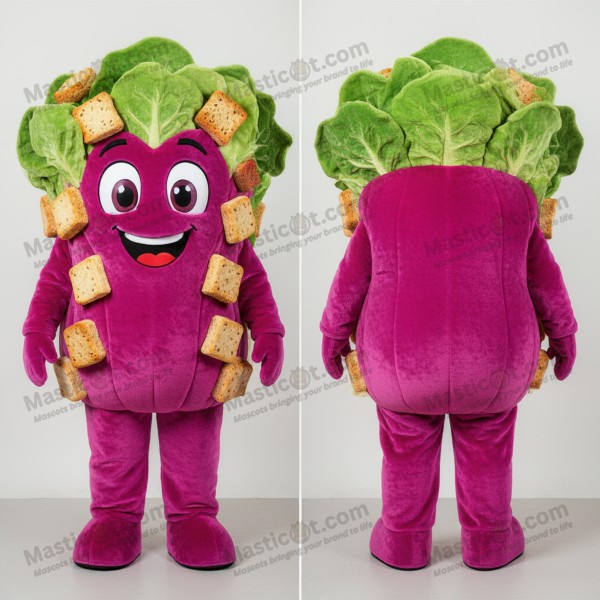Magenta Plush Caesar Salad Mascot - Masticot.com