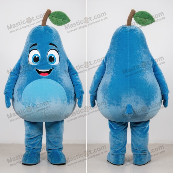 Velvety blue plump pear mascot - Masticot.com