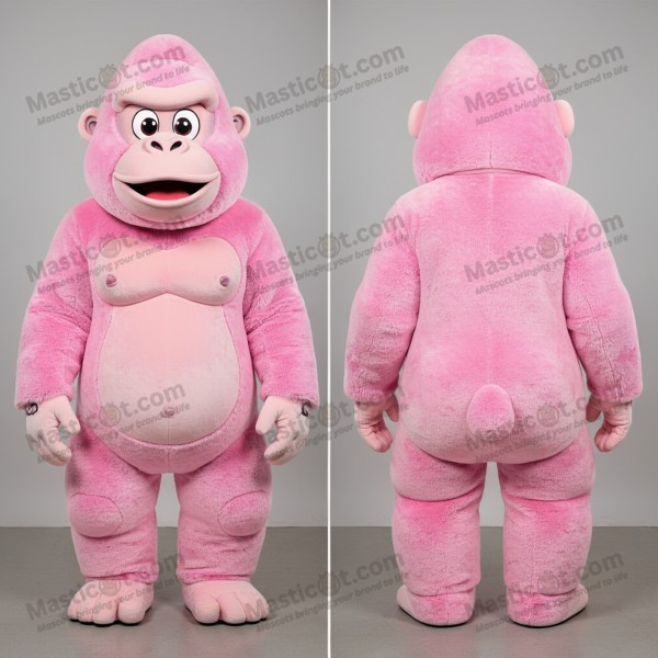 Maskot gorily s kulatými rysy v růžové barvě - Masticot.com