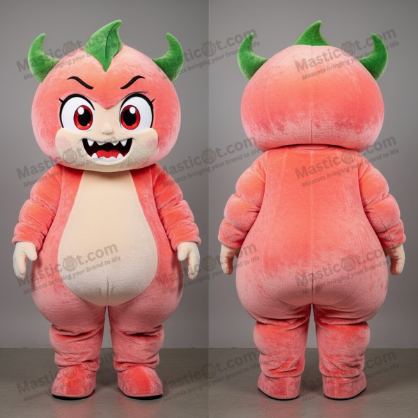 Peach Velvety Cartoon Demon Mascot - Masticot.com
