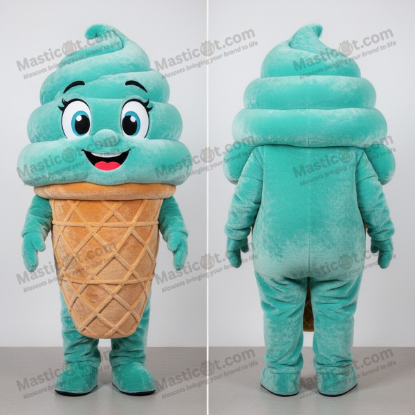 Mascota de Cono de Helado Cartoon Terciopelo Turquesa -