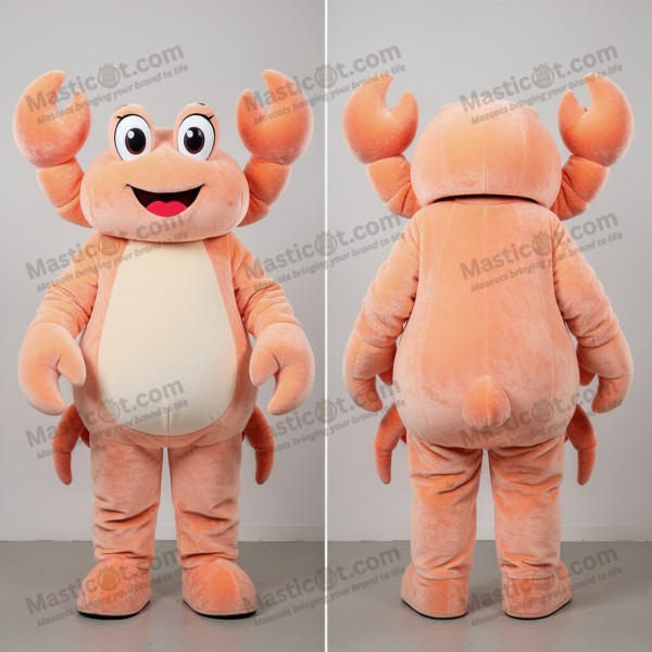 Peach Fuzzy Cartoon Crab Mascot - Masticot.com