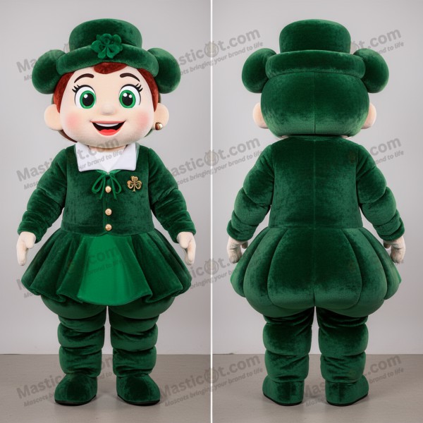 Emerald Green Cheerful Irish Dancer Mascot - Masticot.com