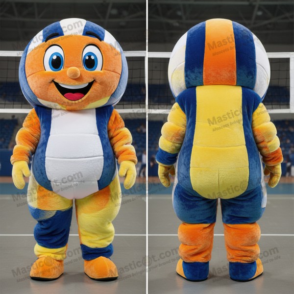 Azure blue netted volleyball mascot - Masticot.com