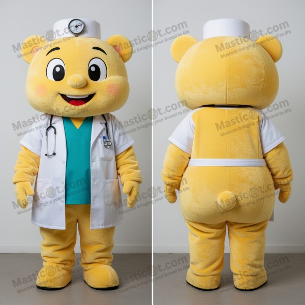 Žlutý přátelský maskot doktora - Masticot.com