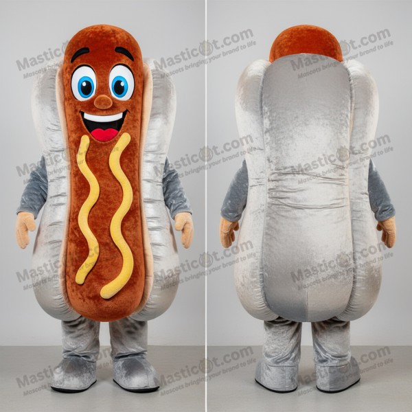 Silver plush hot dog mascot - Masticot.com
