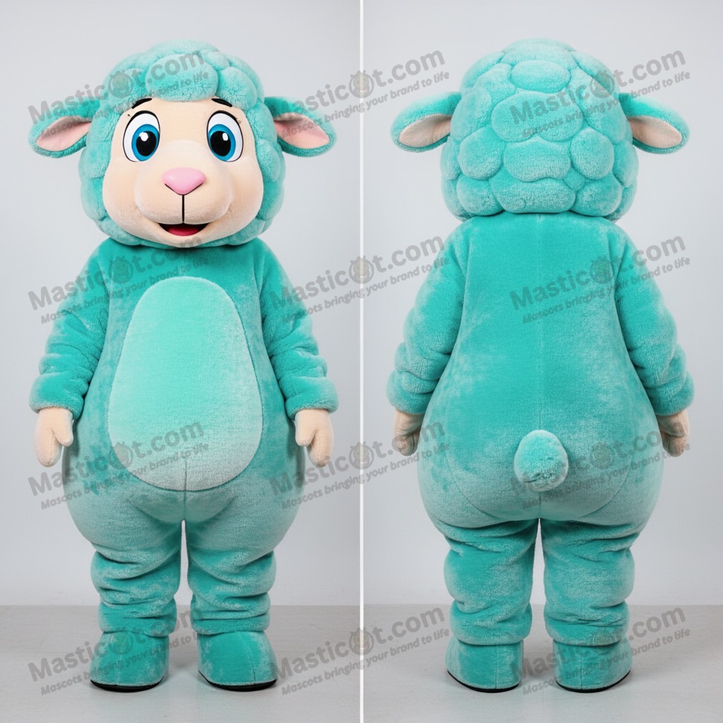 Türkisfarbenes Samt-Schaf-Maskottchen - Masticot.com