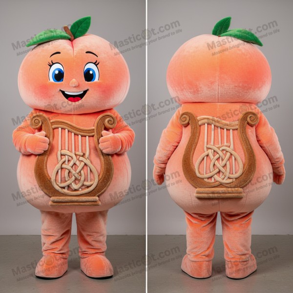 Peach cartoon celtic harp mascot - Celtic Harp -