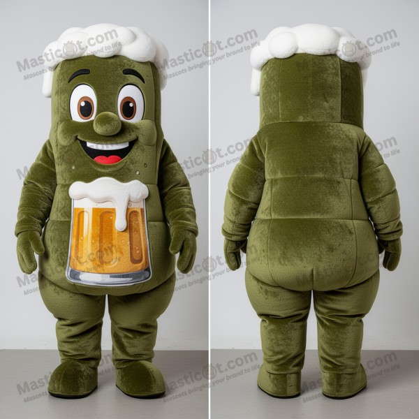 Zelená pivní maskot v olivově zelené - Masticot.com