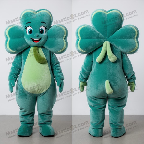 Sametově tyrkysový čtyřlístek maskot - Masticot.com