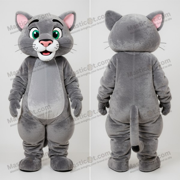 Gray Velvety Cartoon Puma Mascot - Masticot.com