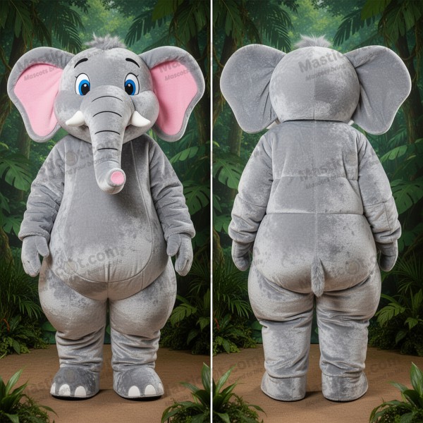 Silver blue plush elephant mascot - Masticot.com