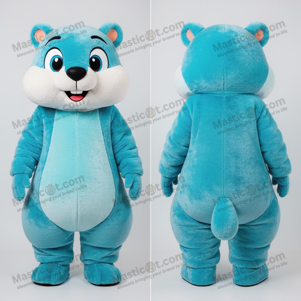 Cyan plush marmot mascot - Masticot.com