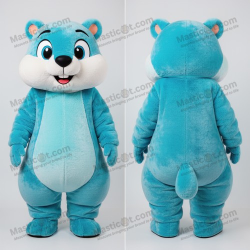 Cyan plush marmot mascot - Masticot.com
