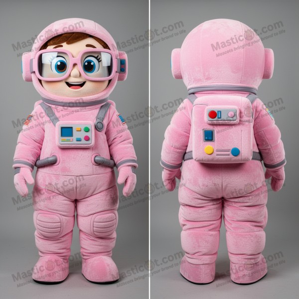 Růžový kreslený astronaut – maskot - Masticot.com