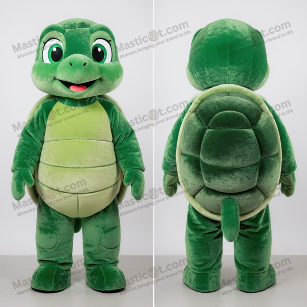 Velvety green padded turtle mascot - Masticot.com