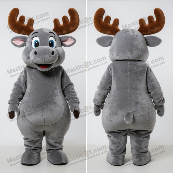 Mascota de alce esbelto en gris suave - Alce - Masticot.com