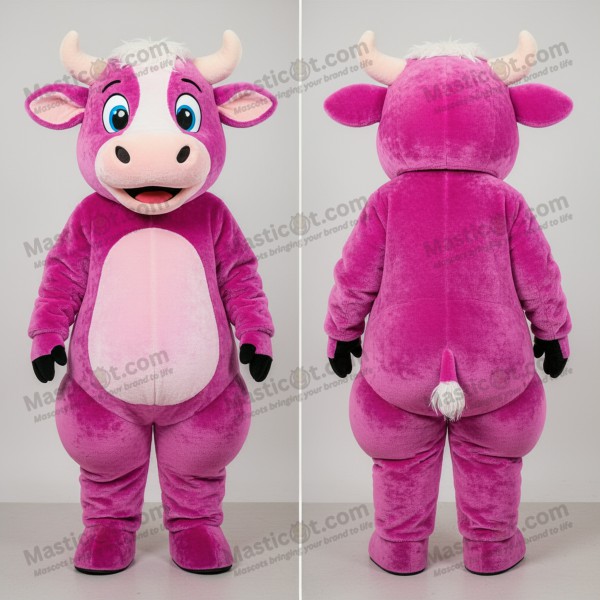 Magenta spotted hereford cow mascot - Masticot.com