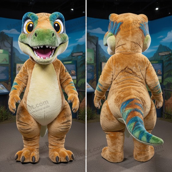 Solvennlig Utahraptor Maskot - Masticot.com