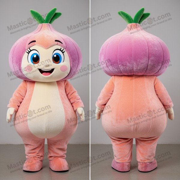 Peach Velvety Cartoon Onion Mascot - Masticot.com