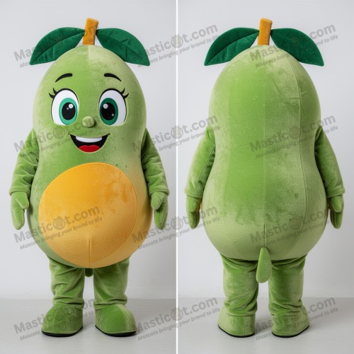 Sammetsgrön rund mangomaskot - Mango - MASTICOT_557 - Masticot.com
