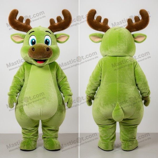 Mascota de alce de cuernos anchos verde lima - Masticot.com