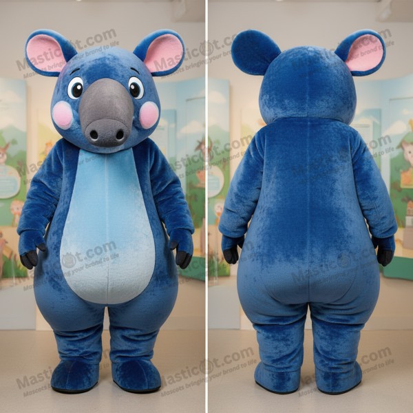 Velvety blue playful tapir mascot - Masticot.com
