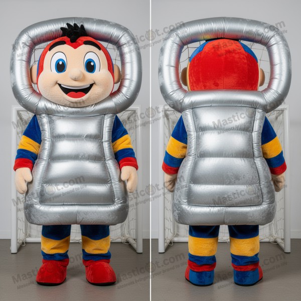 Silver padded soccer goal mascot - Soccer Goal -