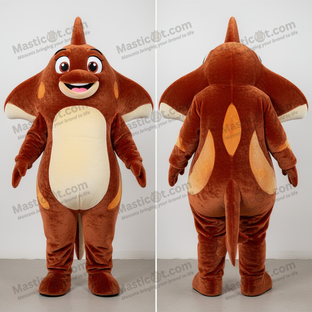 Rust orange velvety stingray mascot - Masticot.com