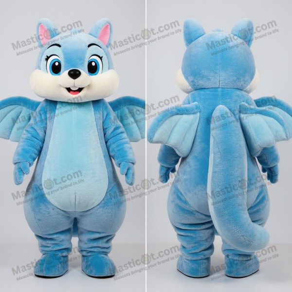 Sky blue fluffy flying squirrel mascot - Masticot.com
