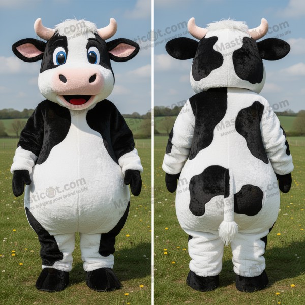 White Cartoon Hereford Cow Mascot - Masticot.com