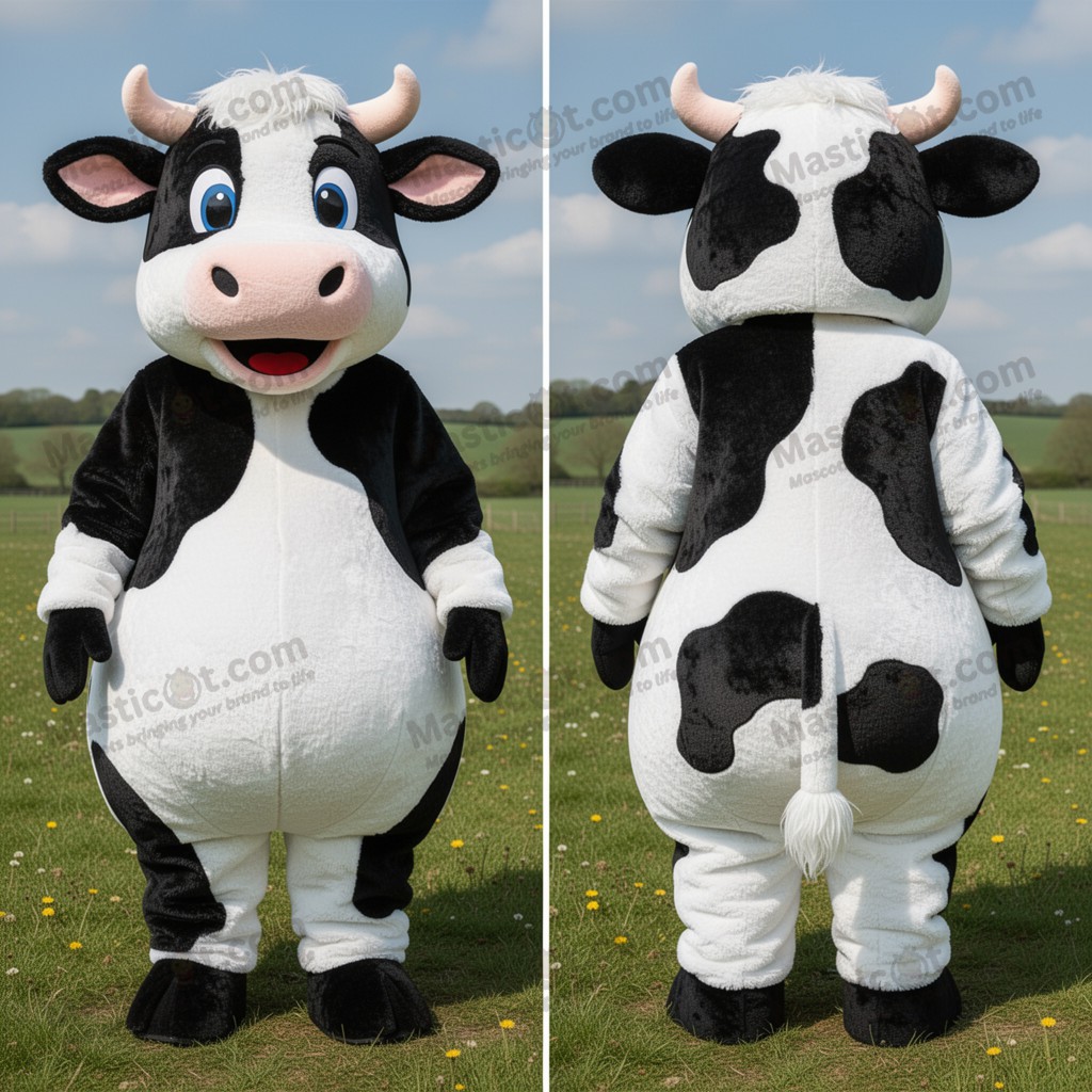 Mascote Vaca Hereford Branca em Cartoon - Vaca Hereford - MASTICOT_559 - Masticot.com
