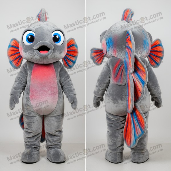 Gray Velvety Betta Fish Mascot - Masticot.com