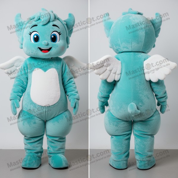 Turquoise charming cupid mascot - Masticot.com