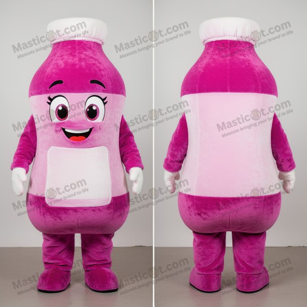 Magenta smiling bottle of milk mascot - Masticot.com