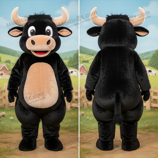Mascota de toro negro ébano de hombros anchos - Masticot.com