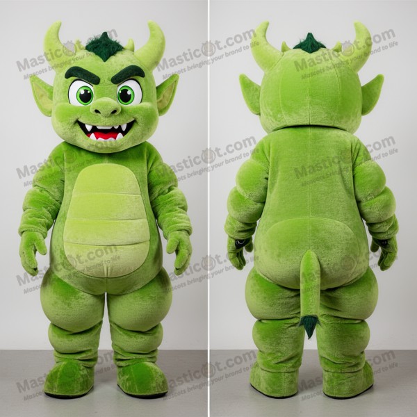 Lime green playful demon mascot - Masticot.com