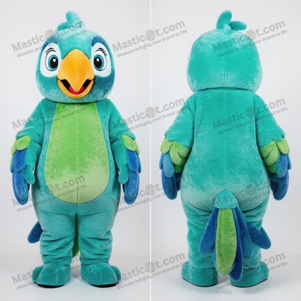 Turquoise vibrant macaw mascot - Masticot.com