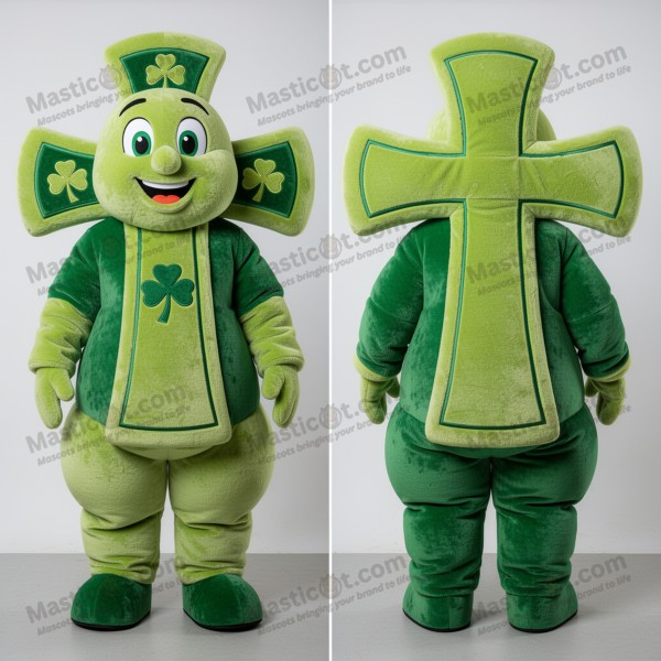Lime green padded celtic cross mascot - Masticot.com