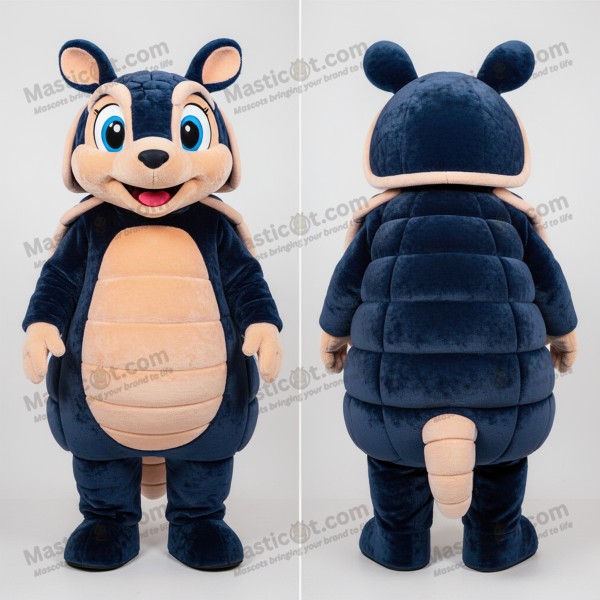 Navy blue rounded armadillo mascot - Masticot.com