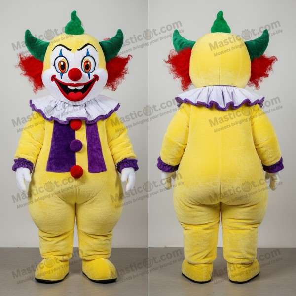 Lemon yellow grinning evil clown mascot - Masticot.com