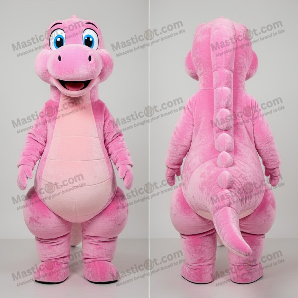 Růžový sametový diplodok s dlouhým krkem – maskot -