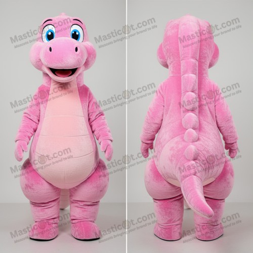 Rosa Samtiger Langhals-Diplodocus-Maskottchen - Masticot.com