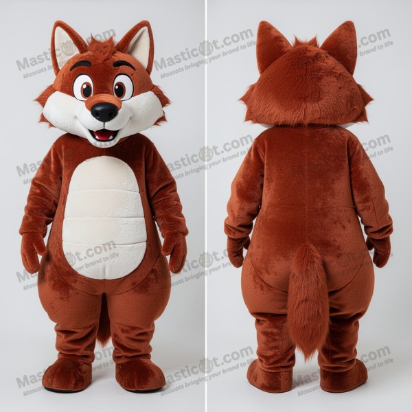 Rust orange wide eyed say wolf mascot - Masticot.com