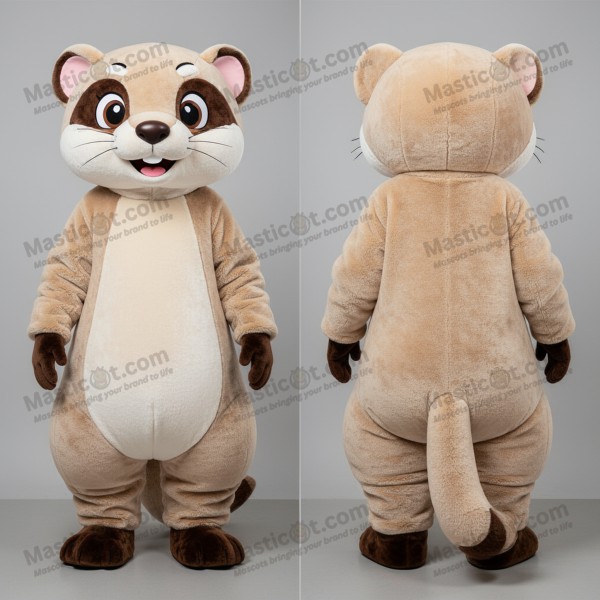 Beiger Rundferkel-Maskottchen - Masticot.com