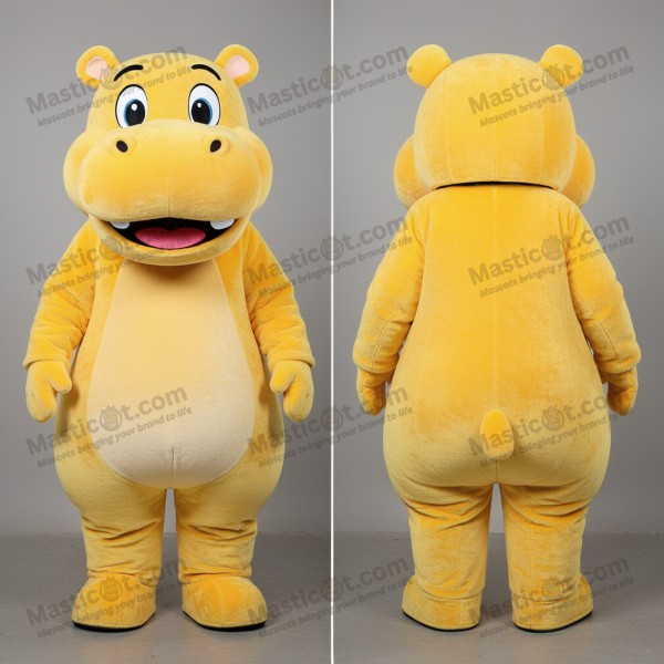 Žlutý přátelský hipopotamí maskot - Masticot.com