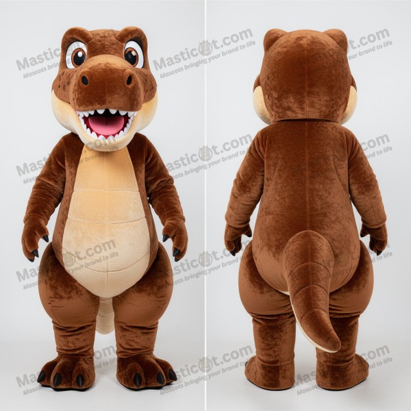 Velvety brown playful allosaurus mascot - Masticot.com