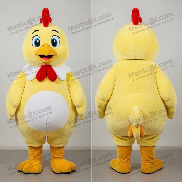 Gul fluffy hønsemaskot - Masticot.com
